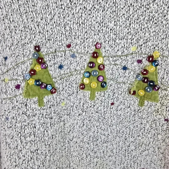 CJ Banks Cream and Black Knit Christmas Pullover Long Sleeve Sweater Size 1X - Picture 4 of 12